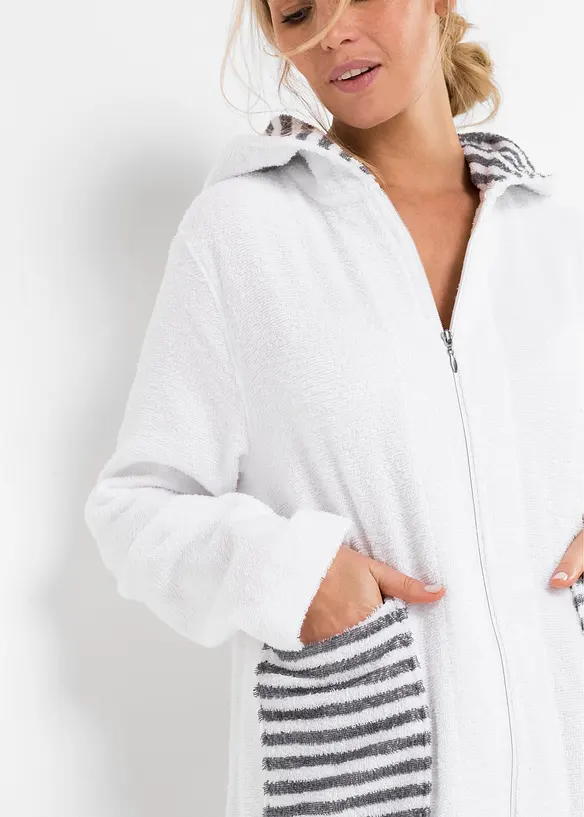 Frottee Bademantel aus Bio-Baumwolle mit Reißverschluss, bonprix