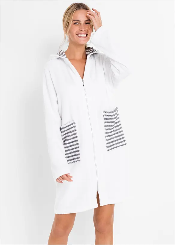 Frottee Bademantel aus Bio-Baumwolle mit Reißverschluss, bonprix