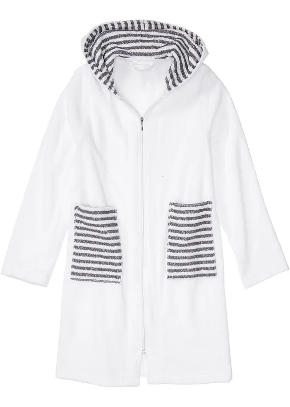 Frottee Bademantel aus Bio-Baumwolle mit Reißverschluss, bonprix