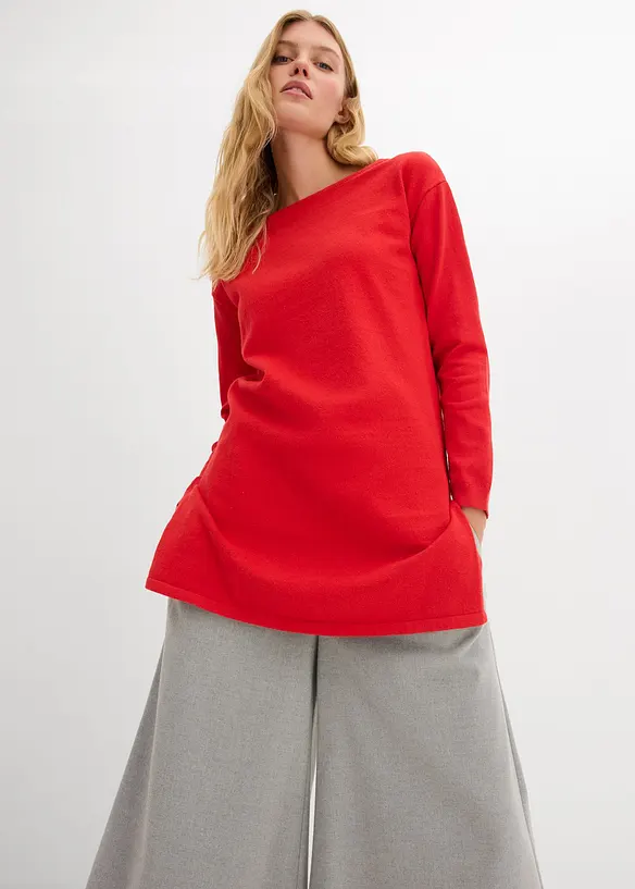 Pull long en coton recyclé majoritaire, bonprix
