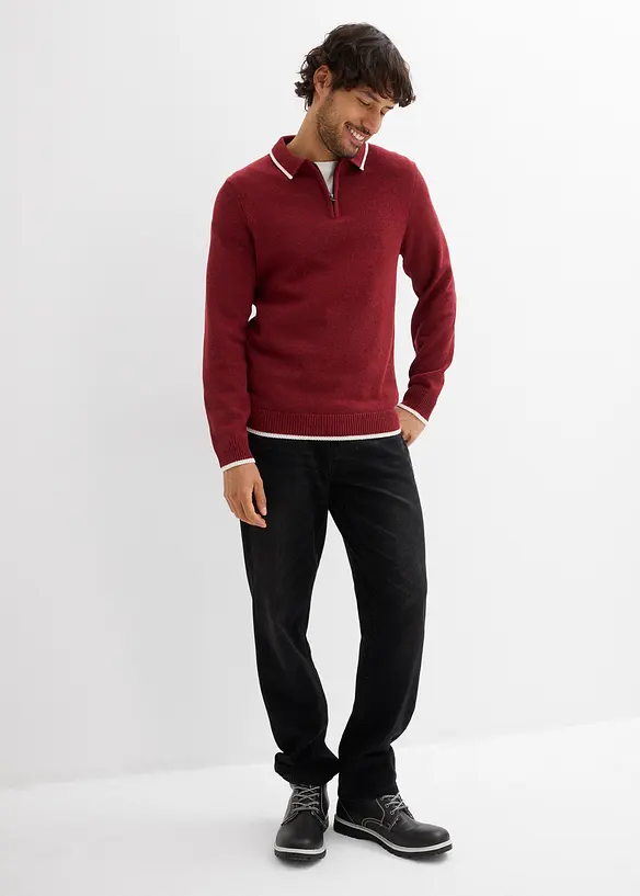 Pull col polo en coton recyclé majoritaire, bonprix