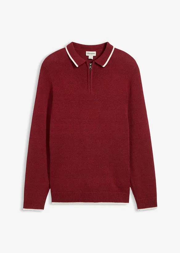 Pull col polo en coton recyclé majoritaire, bonprix