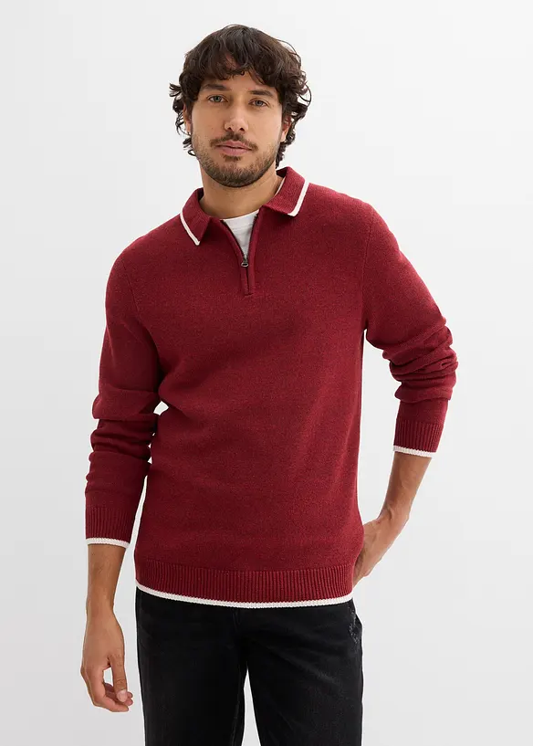 Pull col polo en coton recyclé majoritaire, bonprix
