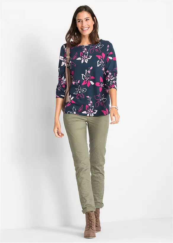 T-shirt manches longues à imprimé floral, bonprix