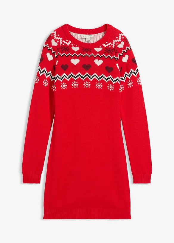 Robe en maille fille à motif norvégien, bonprix