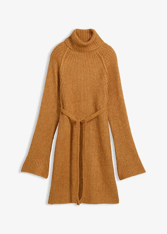 Kurzes Ripp-Strickkleid mit Rollkragen, bonprix