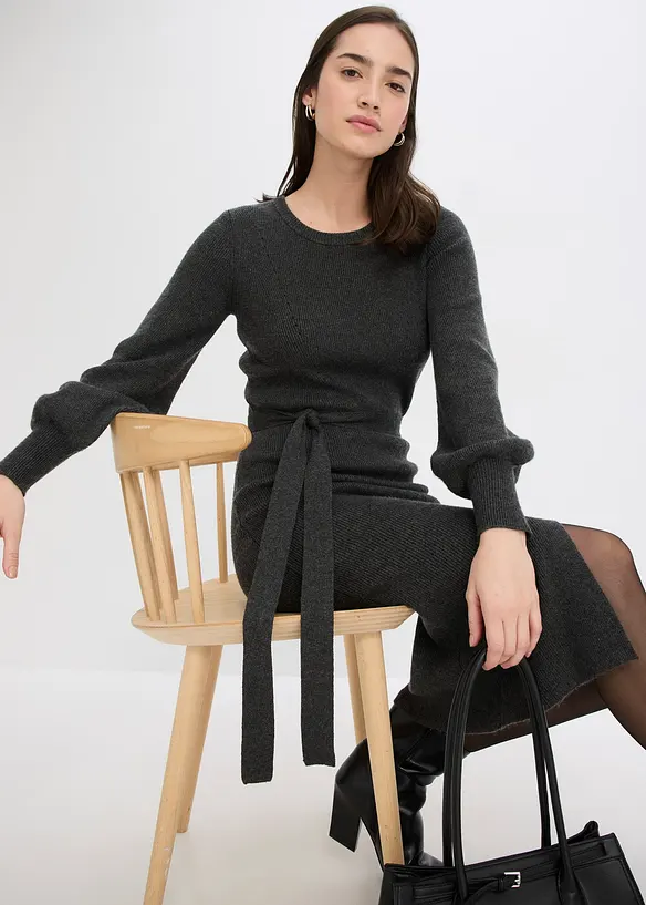 Ripp-Strickkleid aus fließendem Viskose-Mix, bonprix