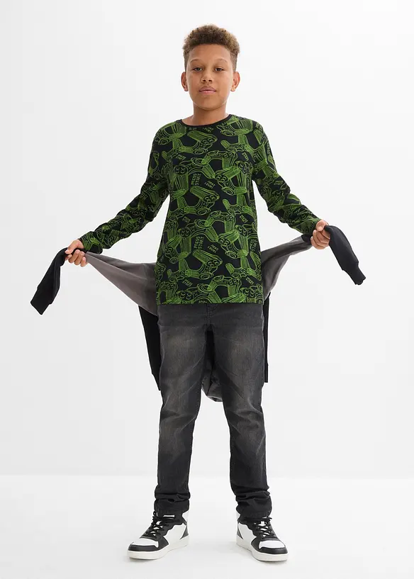 Lot de 3 T-shirts manches longues en coton doux et extensible, bonprix