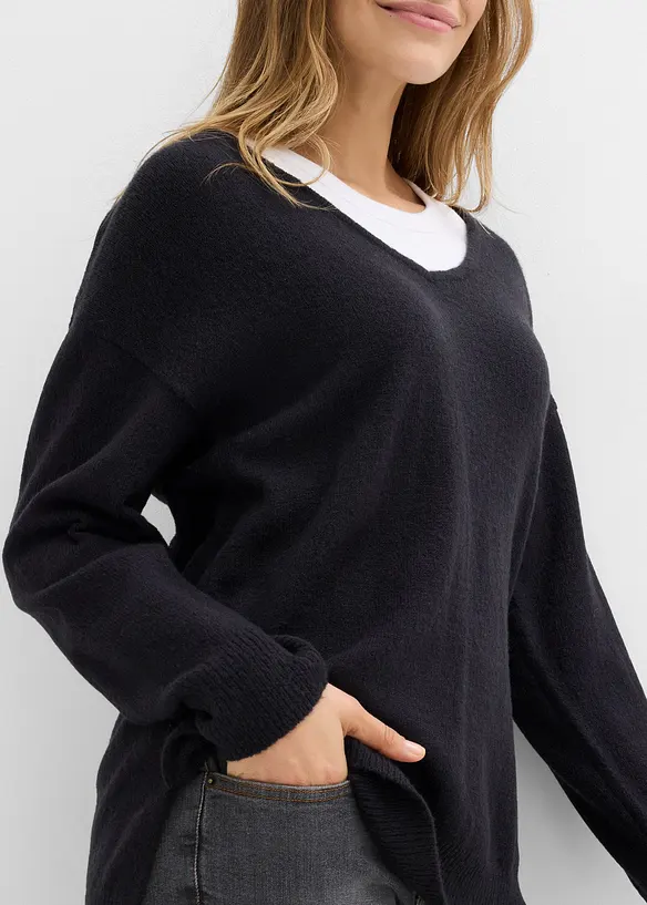 Oversize Longpullover mit Seitenschlitzen, bonprix