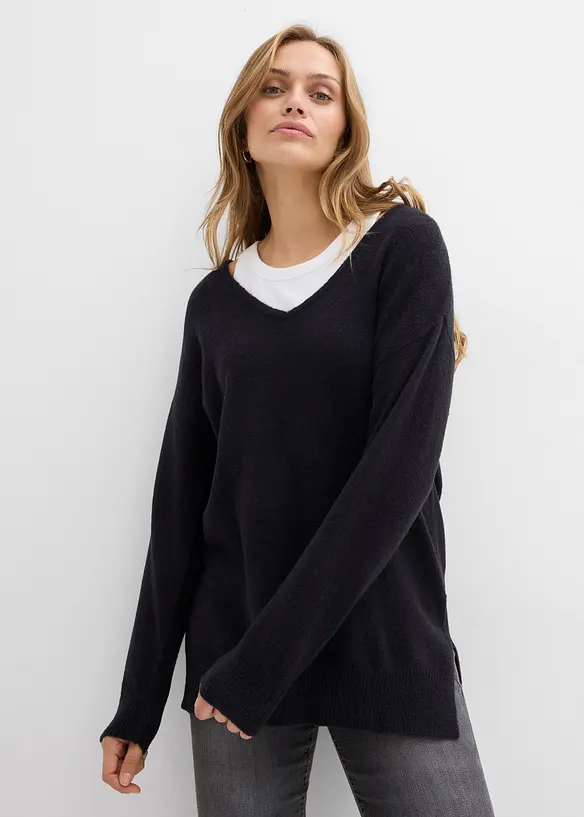 Oversize Longpullover mit Seitenschlitzen, bonprix