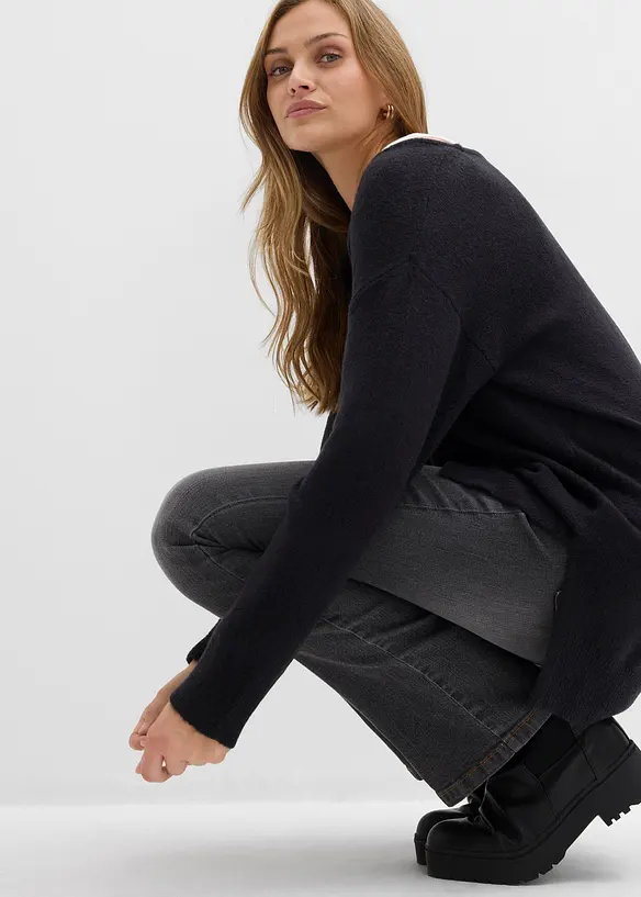 Oversize Longpullover mit Seitenschlitzen, bonprix