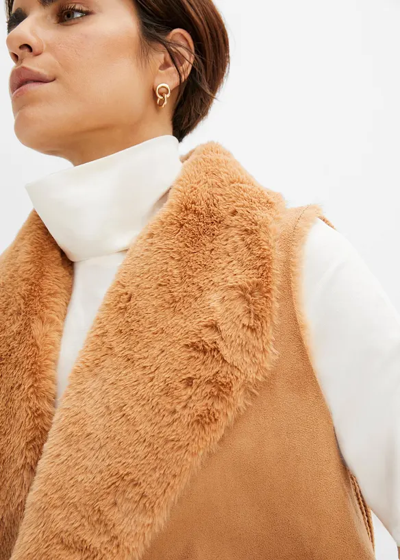 Gilet sans manches effet peau lainée, bonprix