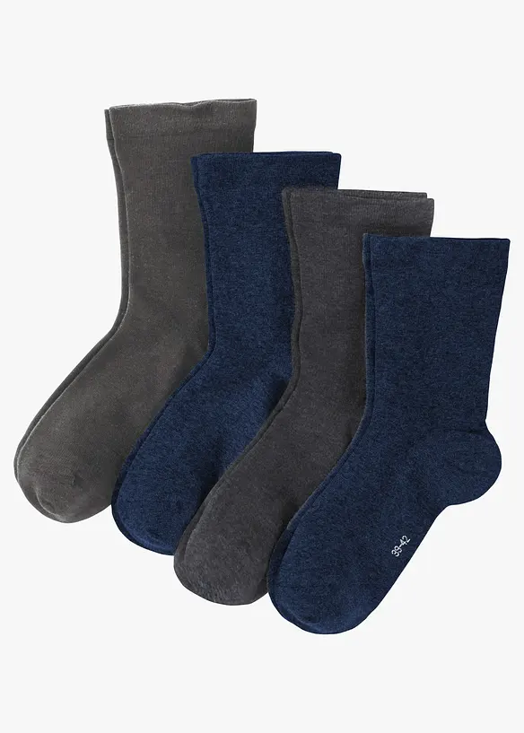 Lot de 4 paires de chaussettes sans pression avec coton, bonprix