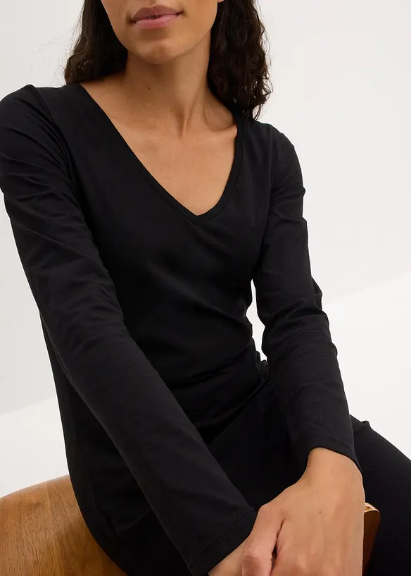 Jerseykleid mit V-Ausschnitt (2er Pack), bonprix