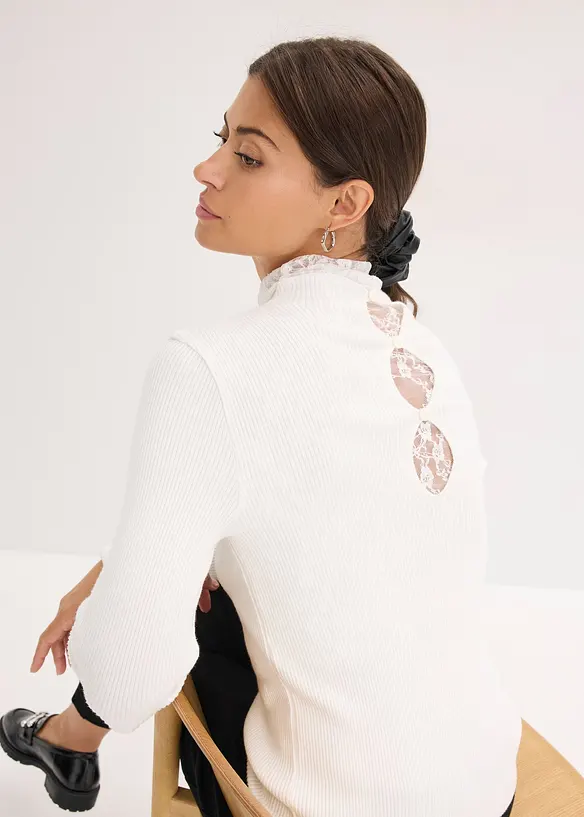 Ripp-Pullover aus fließendem Viskose-Mix, bonprix