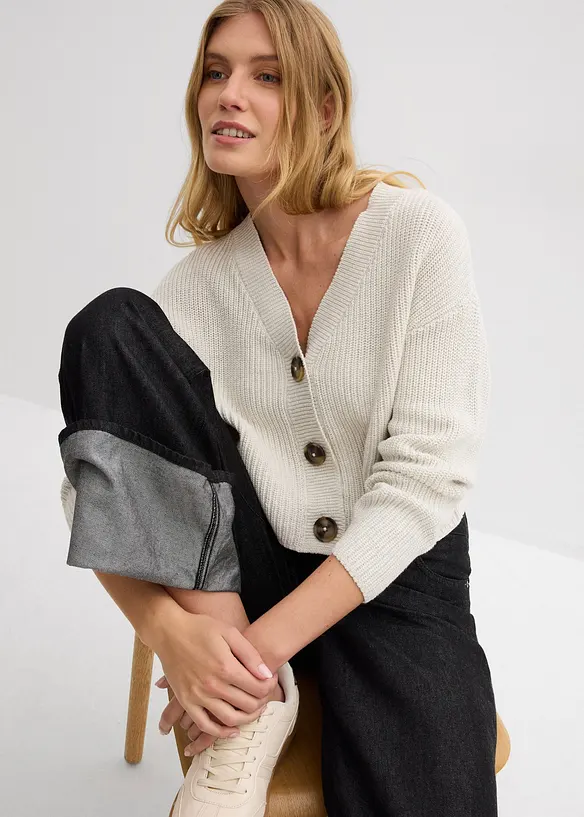 Grobstrickjacke aus reiner Baumwolle, bonprix