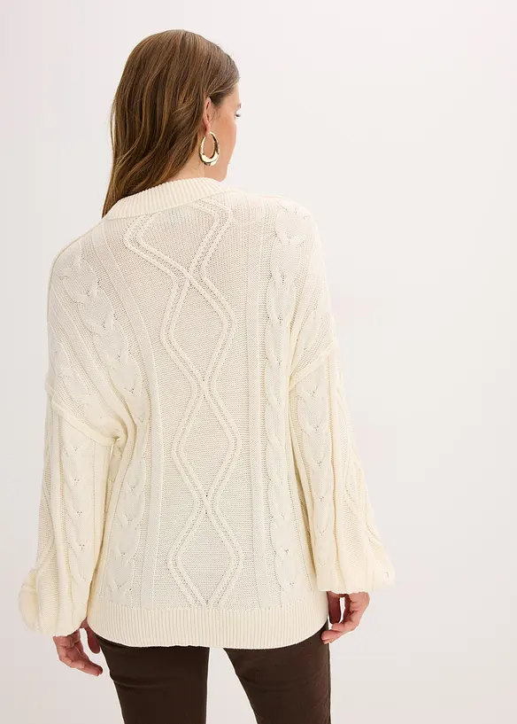 Pull oversize à motif torsadé, bonprix