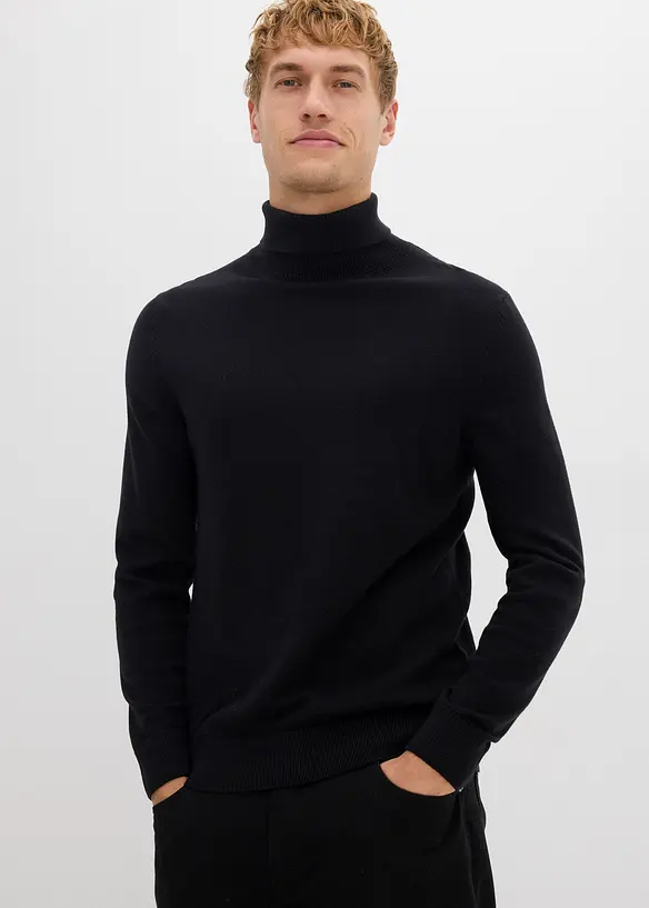 Feinstrick-Rollkragenpullover mit edler Merinowolle, Slim Fit, bonprix