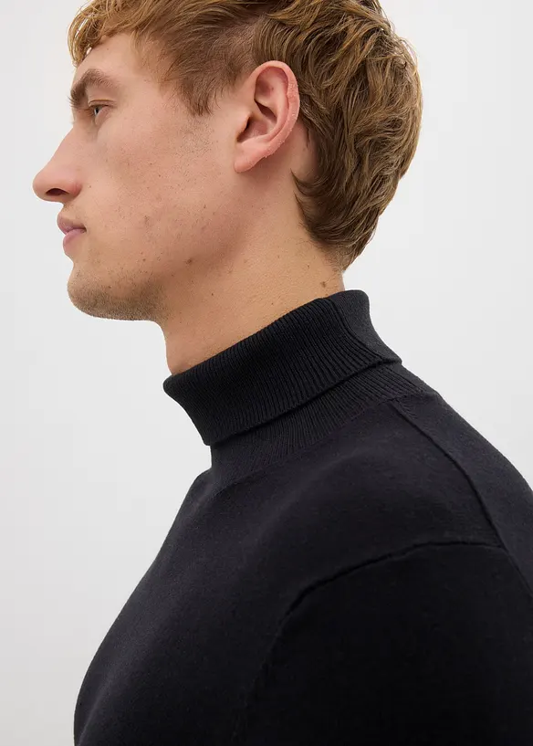 Feinstrick-Rollkragenpullover mit edler Merinowolle, Slim Fit, bonprix