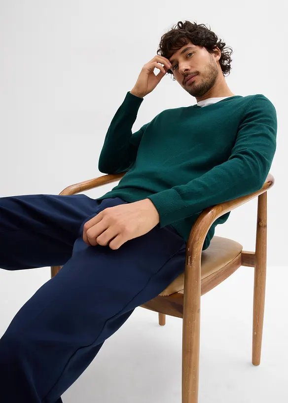 Pull en fine maille avec laine mérinos, bonprix