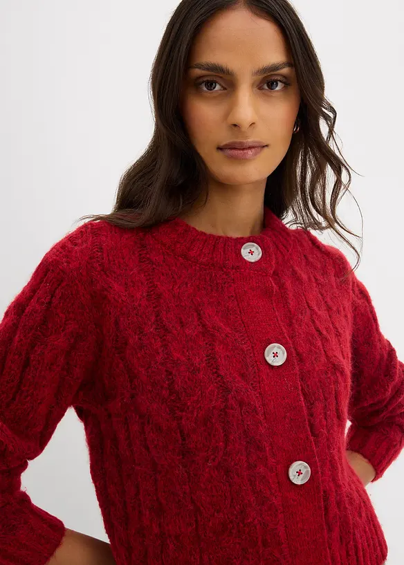 Grobstrickjacke aus weichem Woll-Mix, bonprix