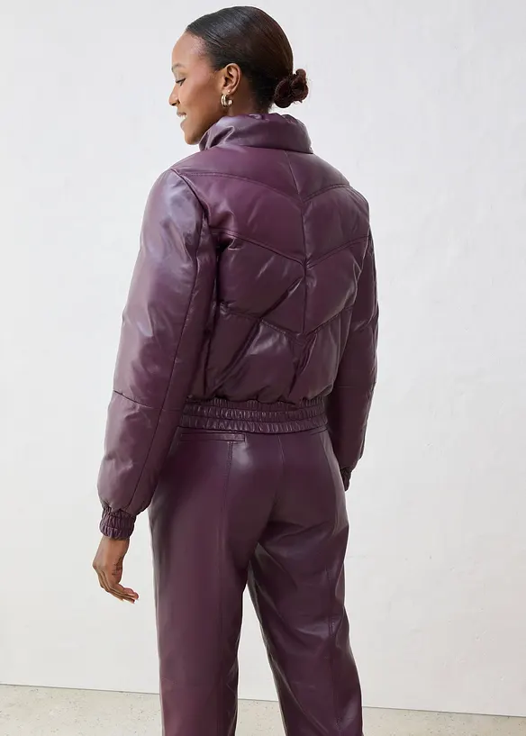 Leder-Steppjacke aus Lammnappa, bonprix