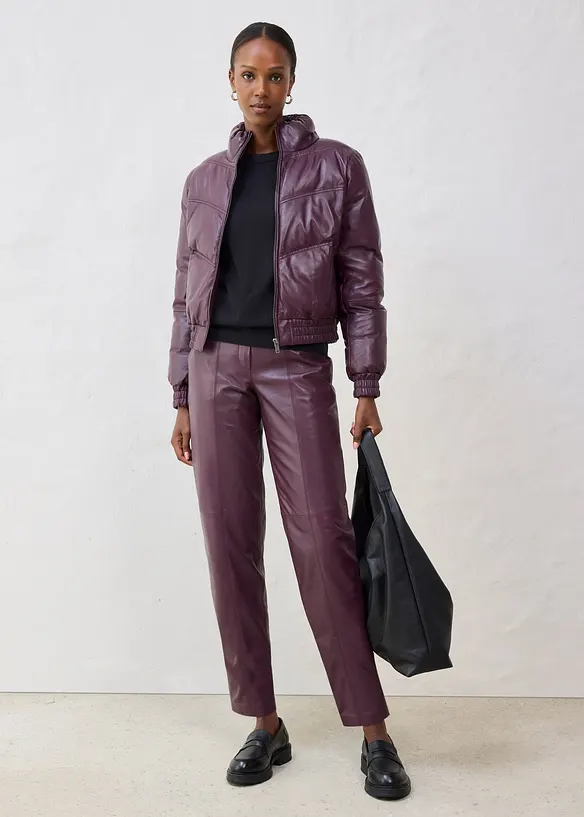 Leder-Steppjacke aus Lammnappa, bonprix