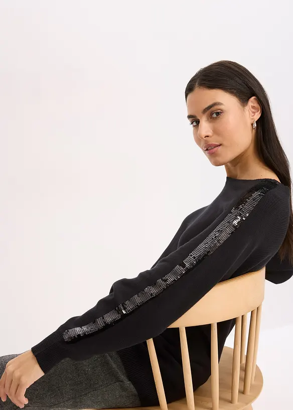 Pull en fine maille à sequins, bonprix
