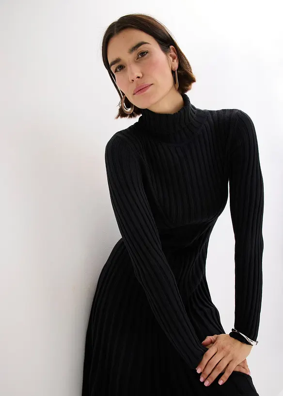 Robe en maille à col roulé, bonprix