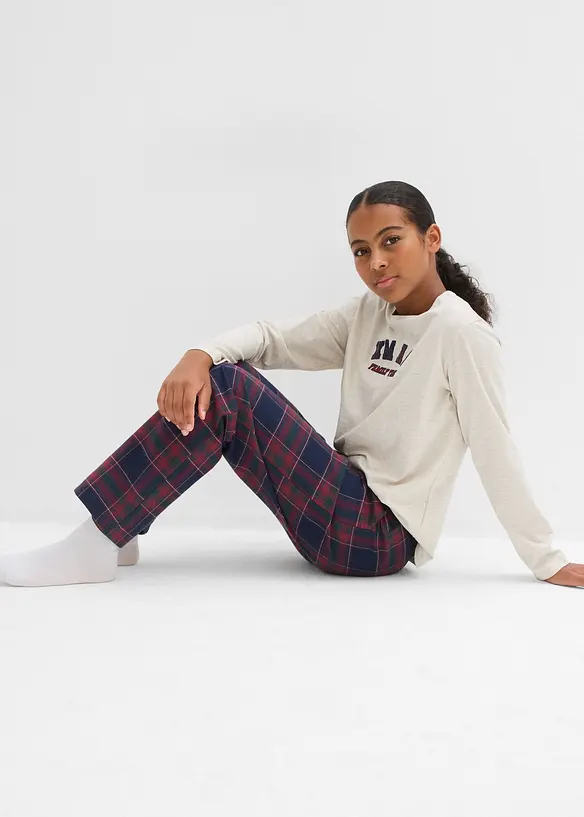 Pyjama mit Flanellhose aus weicher Baumwolle (2.tlg Set), bonprix