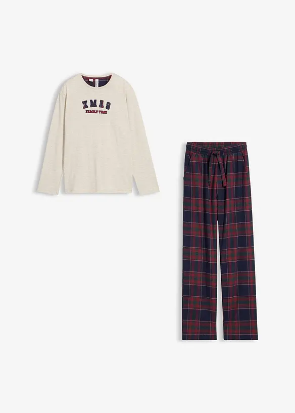 Pyjama mit Flanellhose aus weicher Baumwolle (2.tlg Set), bonprix