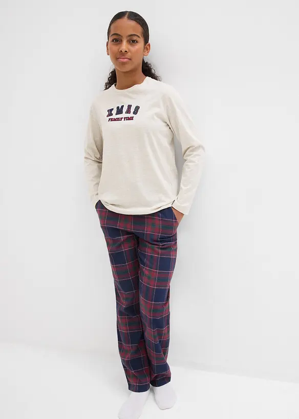 Pyjama mit Flanellhose aus weicher Baumwolle (2.tlg Set), bonprix