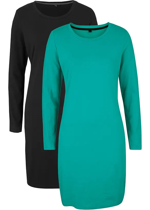 Jerseykleid aus Baumwolle mit Stretch (2er Pack), bonprix
