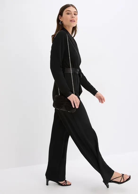 Overall aus strukturiertem Crepe mit Satin-Einsatz, bonprix
