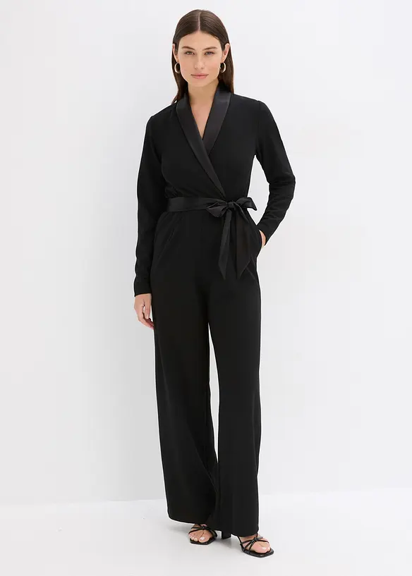 Overall aus strukturiertem Crepe mit Satin-Einsatz, bonprix