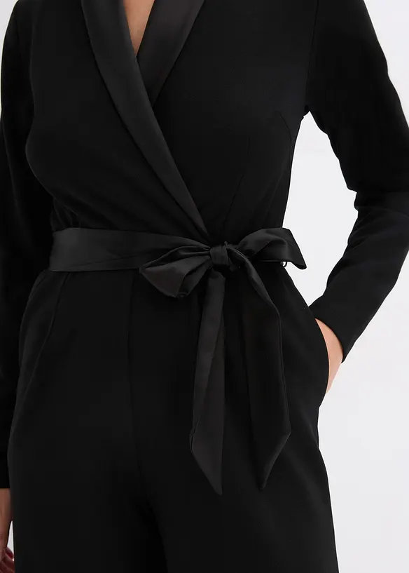 Overall aus strukturiertem Crepe mit Satin-Einsatz, bonprix
