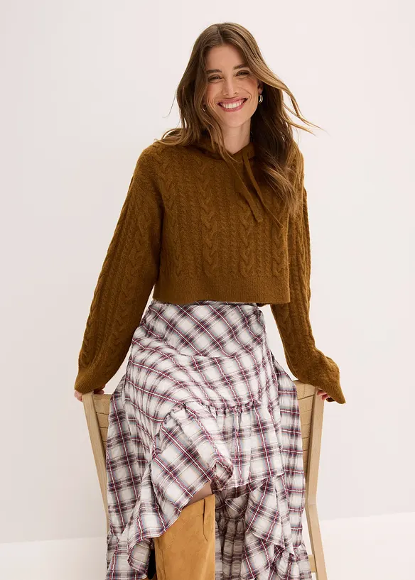 Pull en grosse maille avec capuche, bonprix