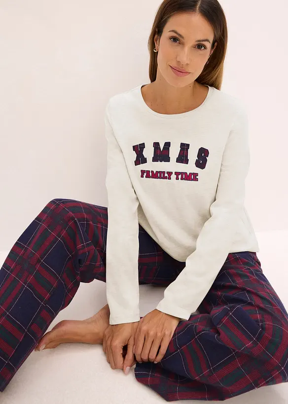 Pyjama mit Flanellhose und Geschenktasche, bonprix