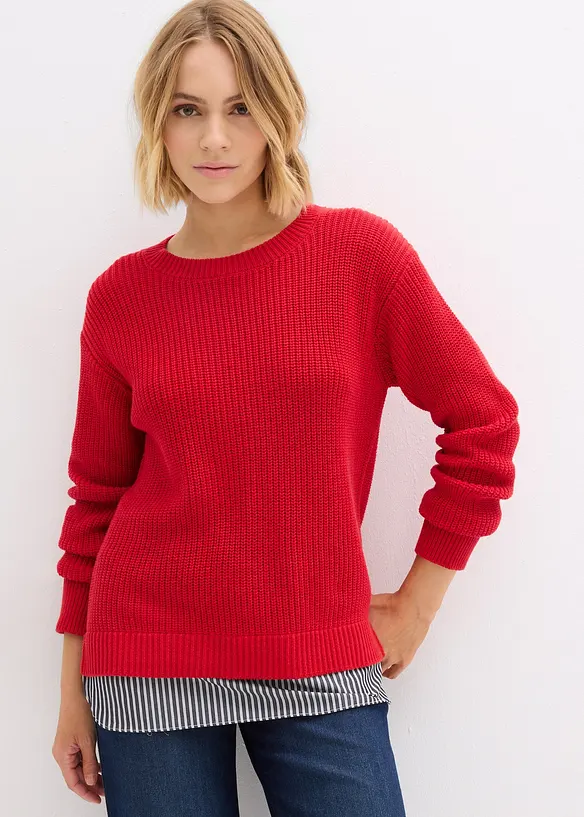 Pullover mit Bluseneinsatz, bonprix