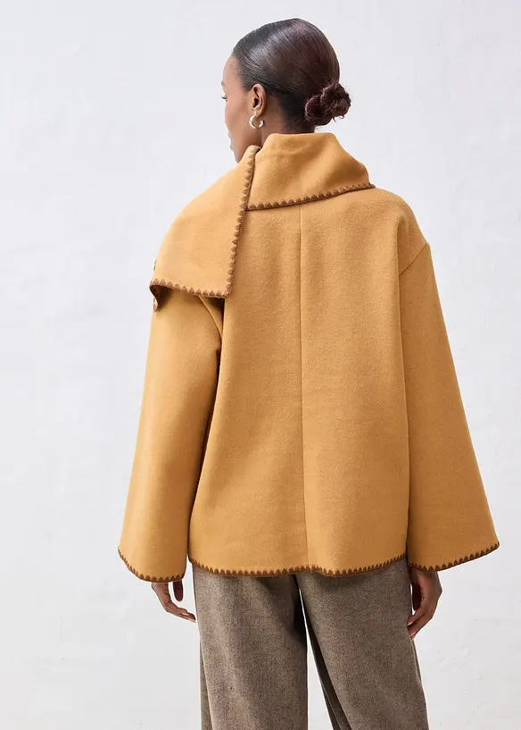 Wolljacke mit Zierstickerei (2tlg. Set mit Schal), bonprix