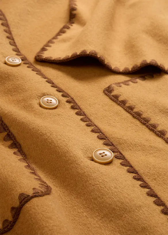 Wolljacke mit Zierstickerei (2tlg. Set mit Schal), bonprix