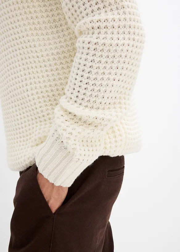 Pull camionneur en grosse maille avec empiècement en tissu, bonprix