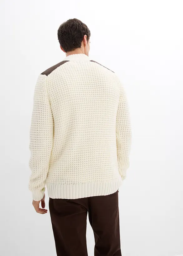 Pull camionneur en grosse maille avec empiècement en tissu, bonprix
