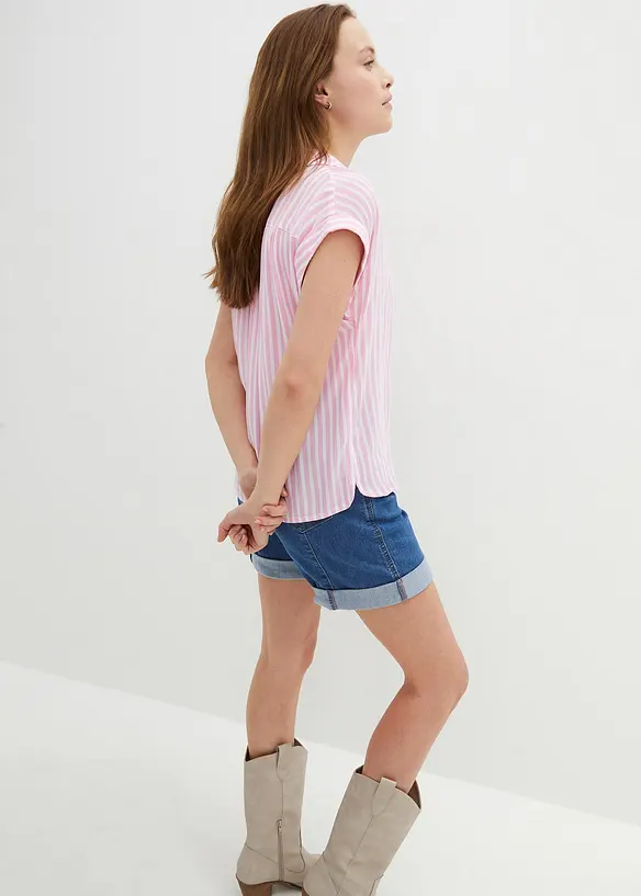 Kurzarmbluse aus fließender Viskose, bonprix