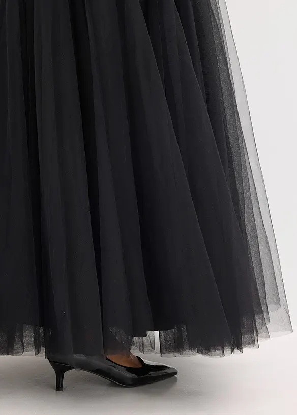 Maxikleid aus feinem Tüll mit Paillettenstickerei, bonprix