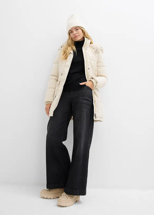 Doudoune mi-longue avec taille resserrable, bonprix