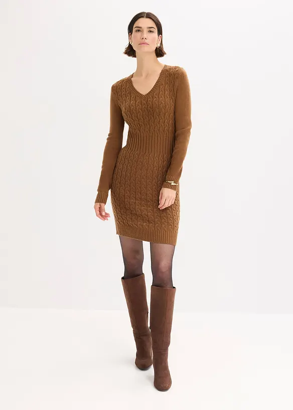 Strickkleid mit Zopfmuster, bonprix