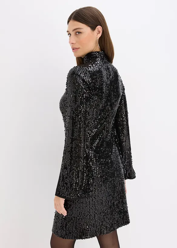 Paillettenkleid mit Trompeten-Ärmel, bonprix