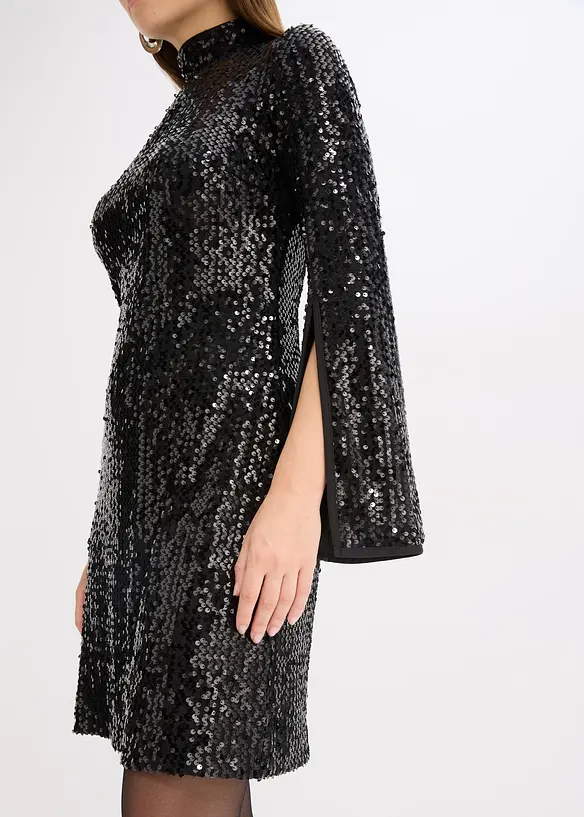 Paillettenkleid mit Trompeten-Ärmel, bonprix