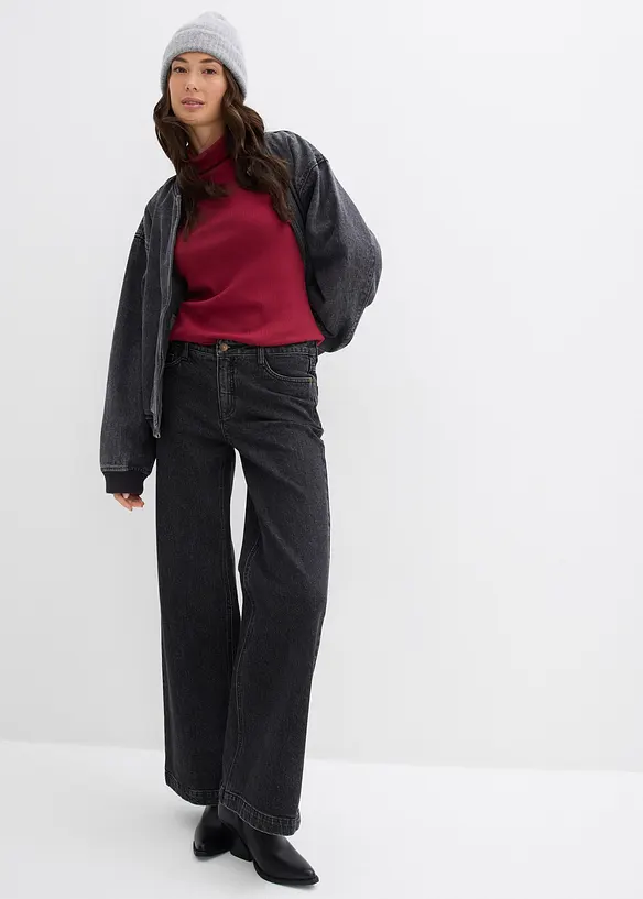 Wide-Leg-Jeans, Mid Waist, Full Length, bonprix